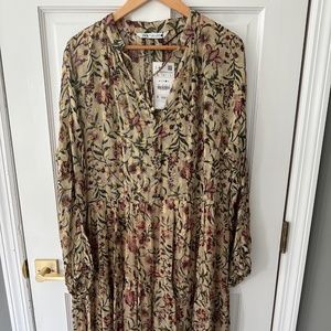 NWT Zara Floral Printed Midi Dress sz L
